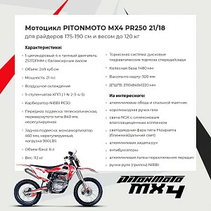 Мотоцикл PitonMoto MX4 PR250 21/18